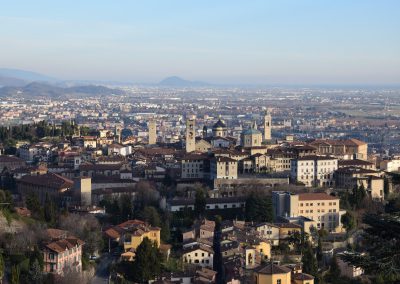 Veduta panoramica di Bergamo Alta dal Colle di San Vigilio